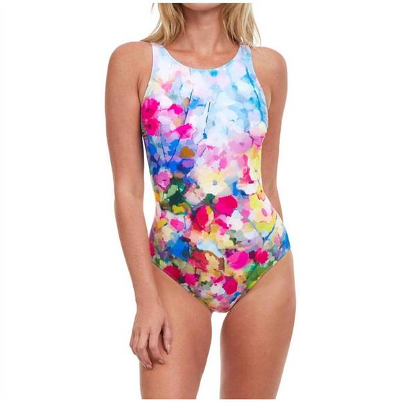 Gottex Women's Jolie Bouquet One-Piece Swimsuit - Square Neck, Soft Cups, Adjustable Straps